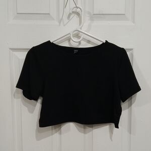 SHEIN Open Back Black Crop Top